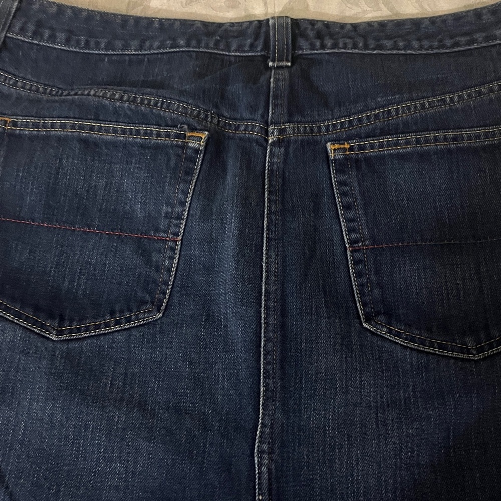 Tommy Hilfiger Denim Skirt Dark Blue Back Slit Front Zip 5 Pocket Midi Skirt 14 - Picture 4 of 9